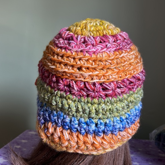 Multicolor Crochet Sunflower bucket beanie medium new - Picture 5 of 10